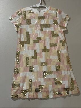 Frenchi White and Peach Sequin Dress (4T)